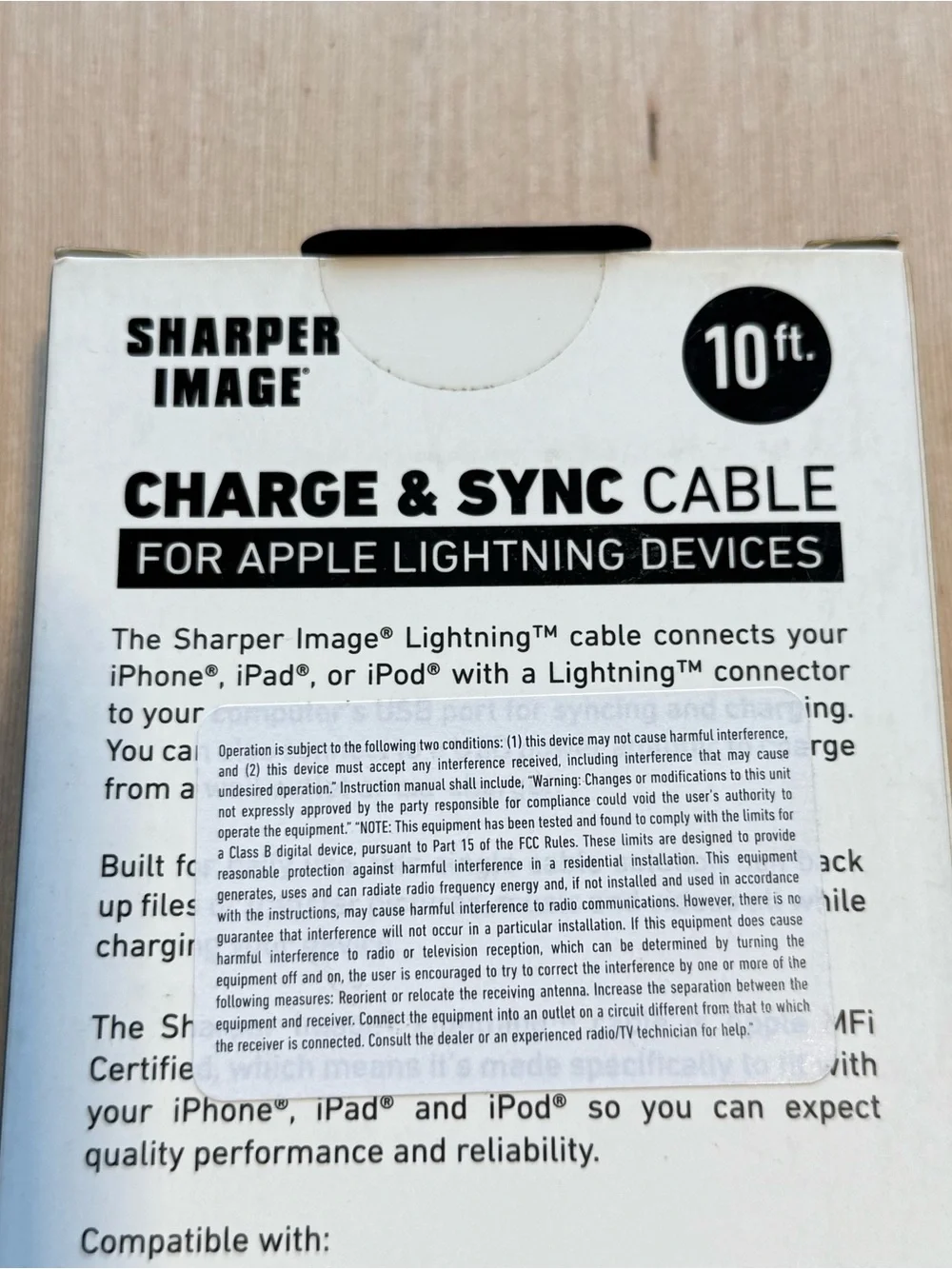 Sharper Image 10ft USB Charging Cable Pink for Apple iPhone iPad iPod Brand New!